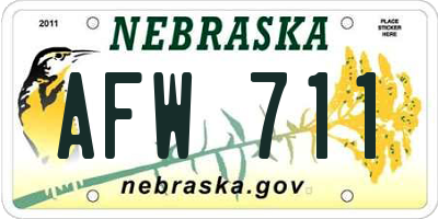 NE license plate AFW711