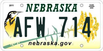 NE license plate AFW714