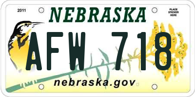 NE license plate AFW718