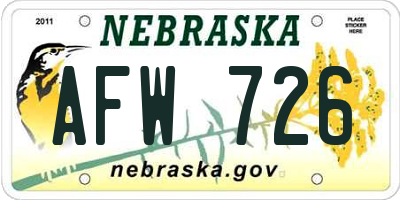 NE license plate AFW726