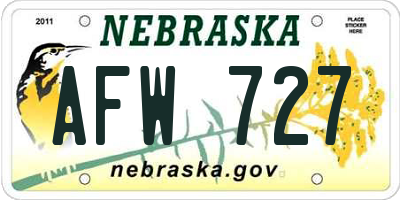 NE license plate AFW727