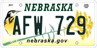 NE license plate AFW729