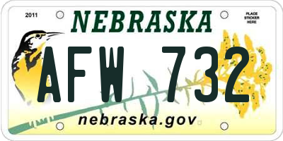NE license plate AFW732
