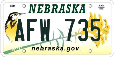 NE license plate AFW735