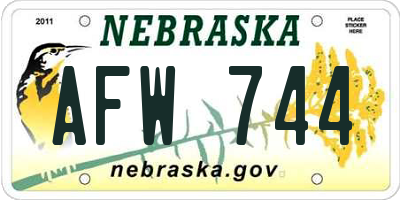 NE license plate AFW744