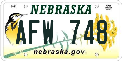 NE license plate AFW748