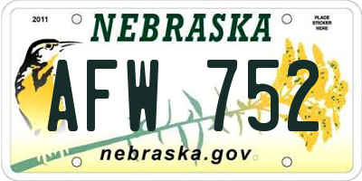 NE license plate AFW752