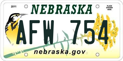 NE license plate AFW754