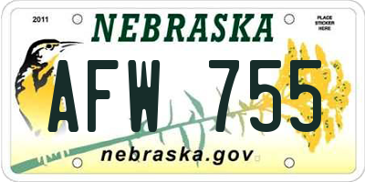 NE license plate AFW755