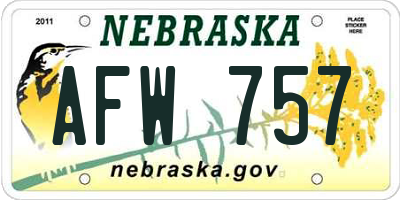 NE license plate AFW757