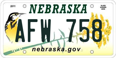 NE license plate AFW758