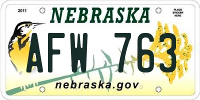 NE license plate AFW763