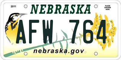 NE license plate AFW764