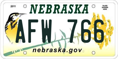 NE license plate AFW766