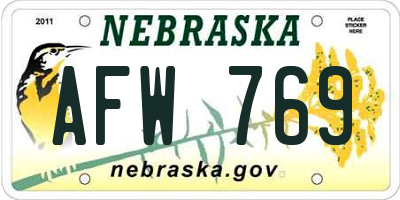NE license plate AFW769