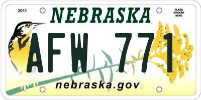 NE license plate AFW771