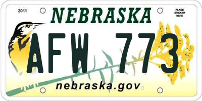 NE license plate AFW773