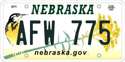 NE license plate AFW775