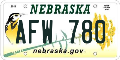 NE license plate AFW780