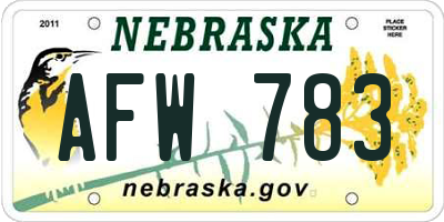 NE license plate AFW783
