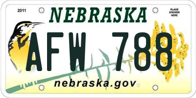 NE license plate AFW788