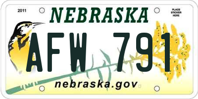 NE license plate AFW791