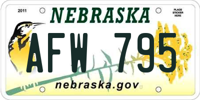 NE license plate AFW795