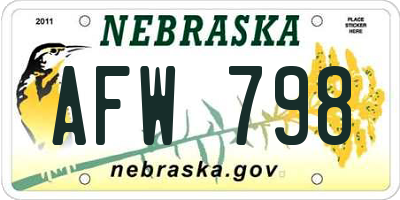 NE license plate AFW798