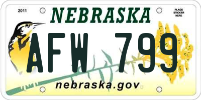 NE license plate AFW799