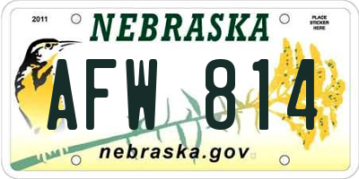 NE license plate AFW814