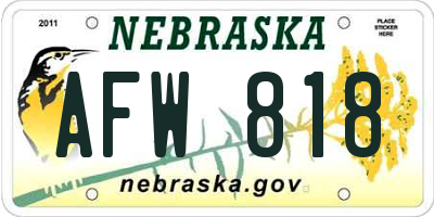 NE license plate AFW818