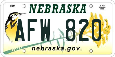 NE license plate AFW820
