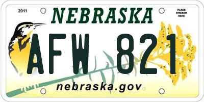 NE license plate AFW821