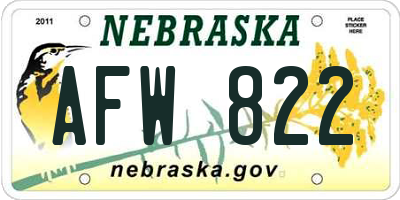 NE license plate AFW822