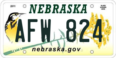 NE license plate AFW824