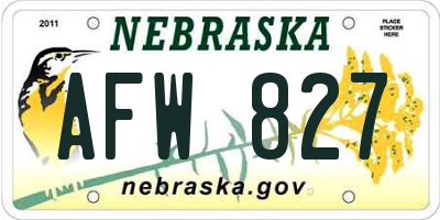 NE license plate AFW827