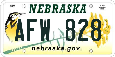 NE license plate AFW828