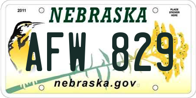 NE license plate AFW829