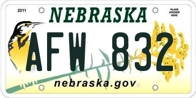 NE license plate AFW832