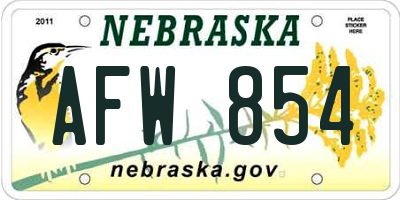 NE license plate AFW854