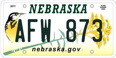 NE license plate AFW873