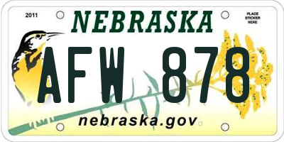 NE license plate AFW878