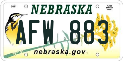 NE license plate AFW883