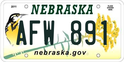 NE license plate AFW891
