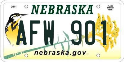 NE license plate AFW901