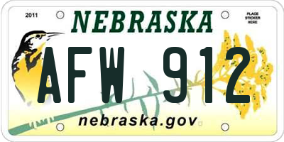 NE license plate AFW912