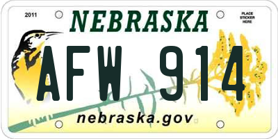 NE license plate AFW914