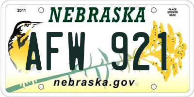 NE license plate AFW921