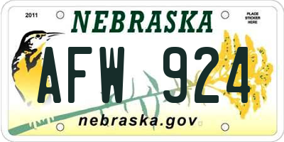 NE license plate AFW924
