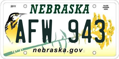 NE license plate AFW943